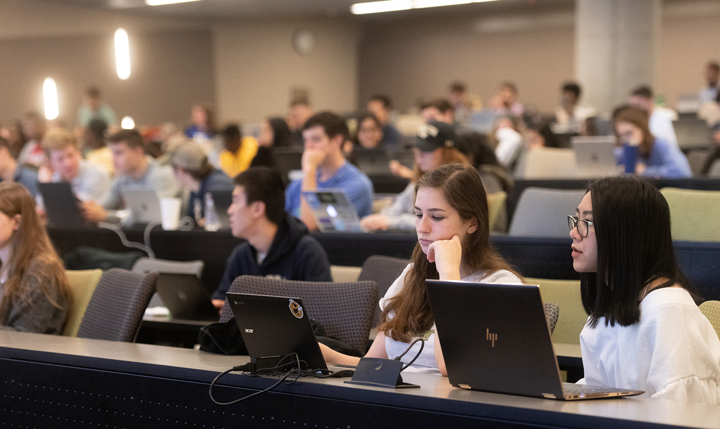 Georgia Tech students in a classroom using laptops